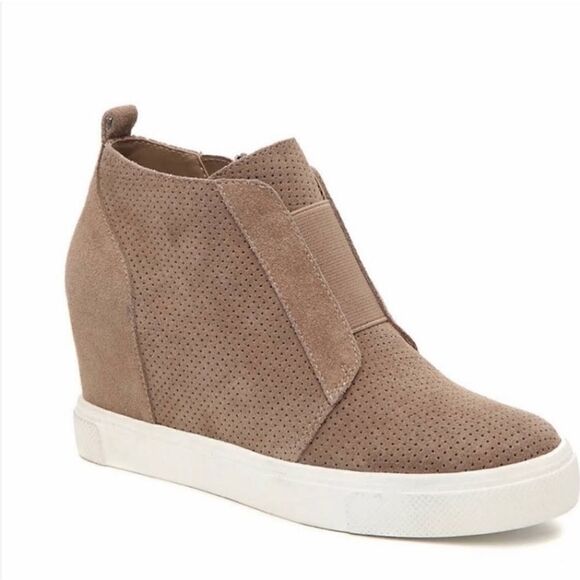 Steve Madden Waverly Taupe Suede Leather Platform Sneaker Wedge Ankle Booties 10 - Picture 9 of 9